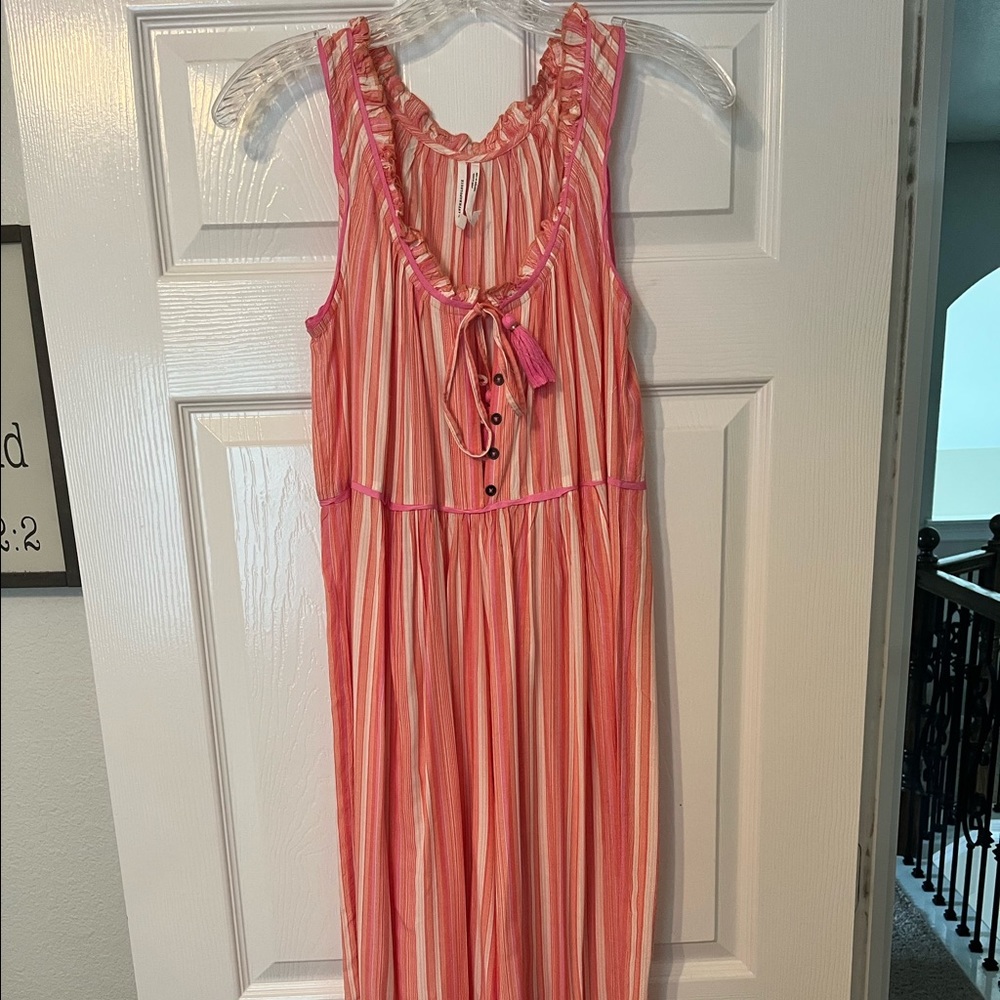 Pink and white striped jumpsuit
